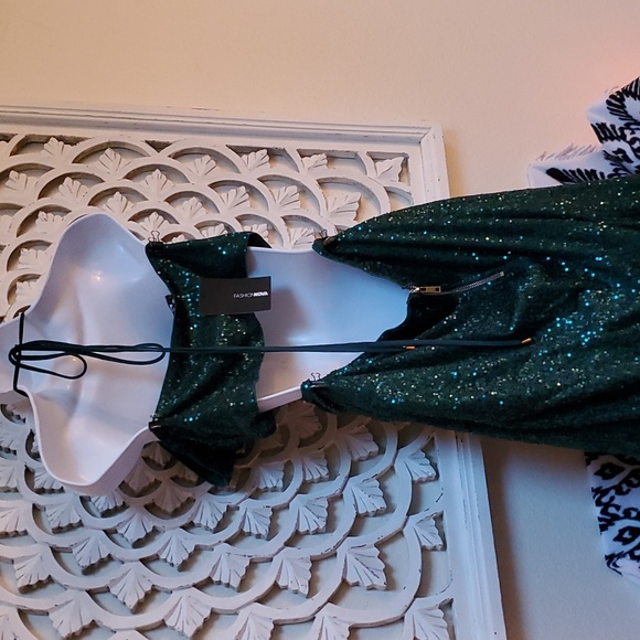 Fashion Nova 3X Endless Nights Sequipn Mini Dress NWT Hunter Green Mermaid - Picture 8 of 14